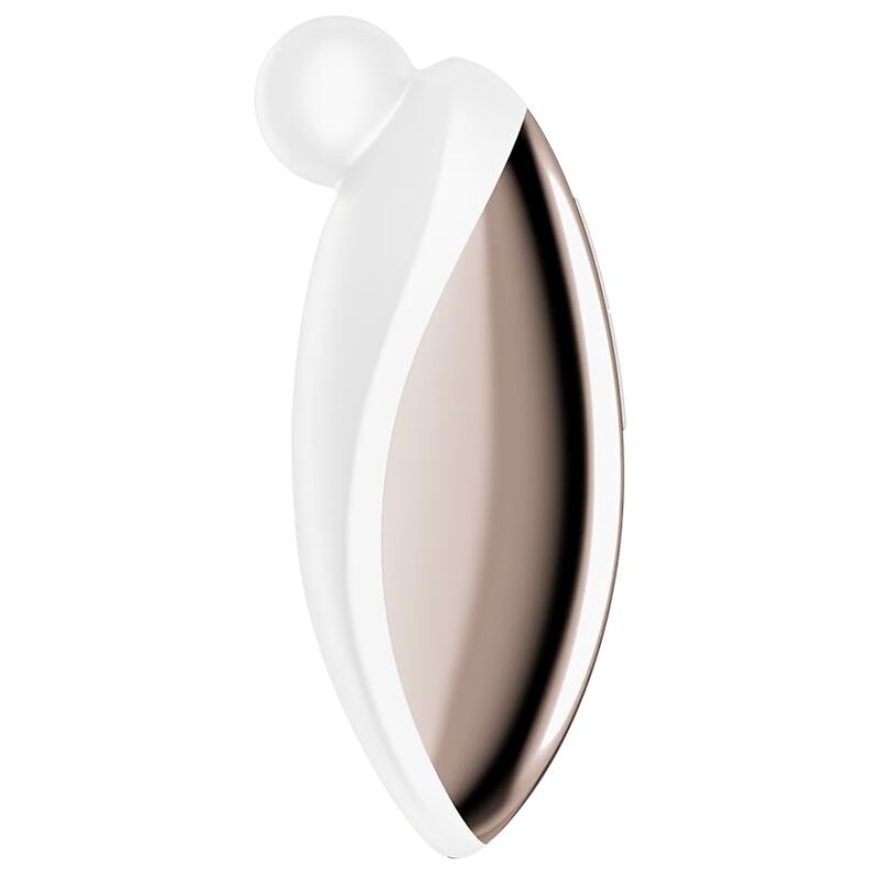 Close-up of the Satisfyer Spot On 2 Vibrador Clitoriano showing its elegant white design and flexible tip.