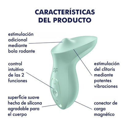 Vibrador clitoriano Satisfyer Exciterrr de silicone macio e bola rolante para estimulação intensa.