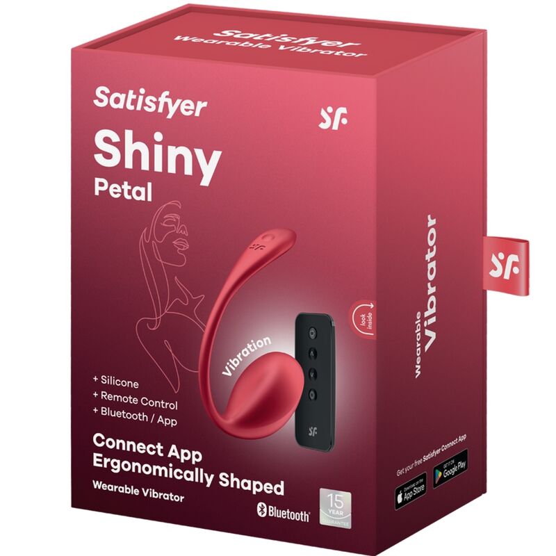 Vibrador Satisfyer Shiny Petal vermelho com controlo remoto e conexão app para estimulação do ponto G.