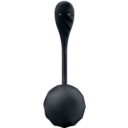 Satisfyer Ribbed Petal Vibrador Ponto G com App e Controle Remoto na cor preta, mostrando a textura nervurada.