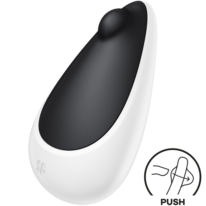 Close-up do Satisfyer Spot On 3 Estimulador Clitoriano Preto, destacando o design ergonómico e a ponta flexível.