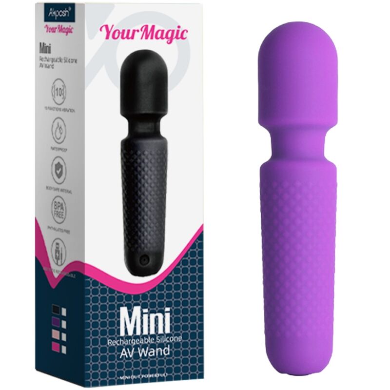 Armony Mini Massageador e Vibrador Wand Recarregável Roxo com 10 vibrações