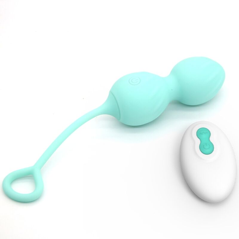 ARMONY Blossoms Haltere Vaginal Vibratório verde com controlo remoto, feito de silicone suave.