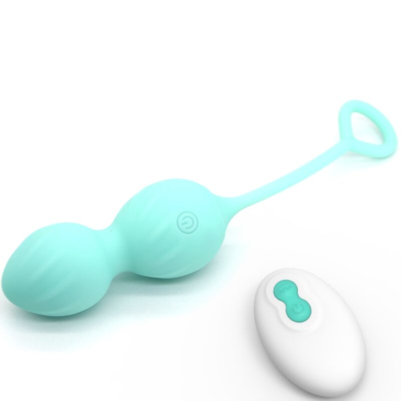 ARMONY Blossoms Haltere Vaginal Vibratório verde com controlo remoto, feito de silicone suave.