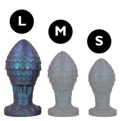 Close-up do EPIC Anal Plug Vrakos Dragon Egg L, mostrando a textura e o design inspirado em ovos de dragão.