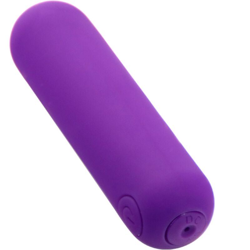Close-up do Vibrador Bala ARMONY de Silicone Roxo, destacando o design discreto e a superfície suave.