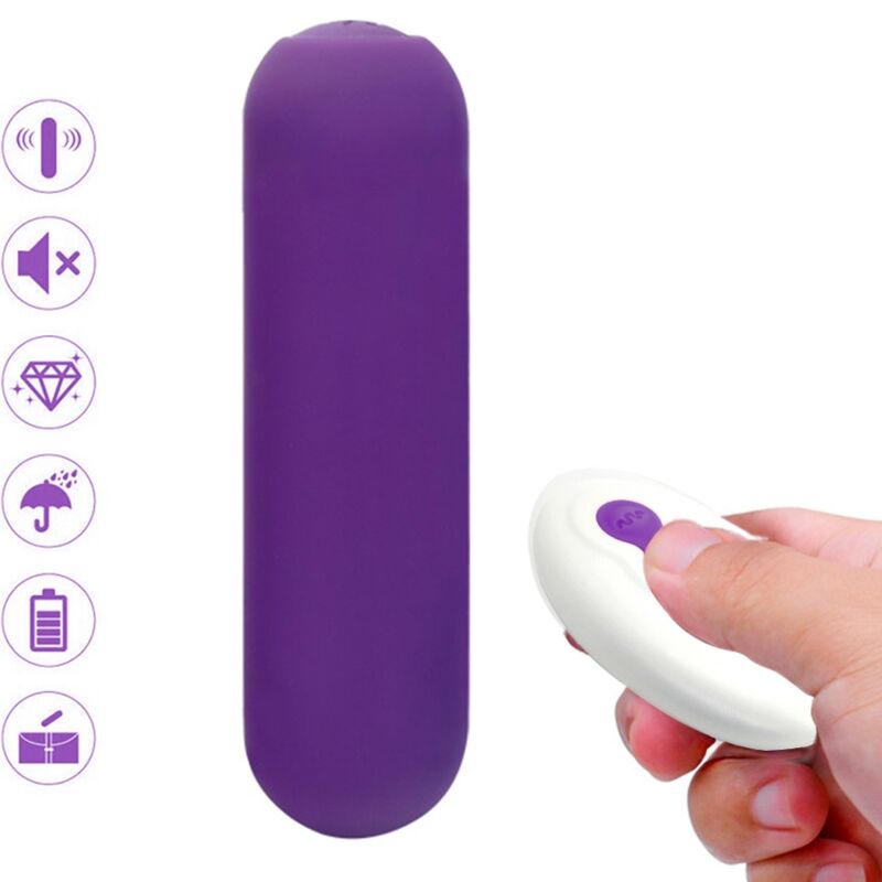 Close-up do Vibrador Bullet ARMONY Splash Joie com Controlo Remoto, em silicone roxo.