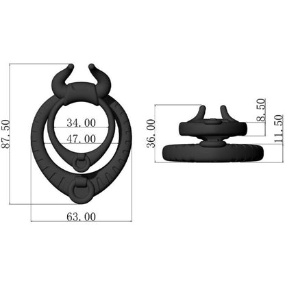 Anel peniano vibratório ARMONY Bull's Pasion em silicone preto, design ergonômico.