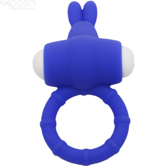 ARMONY Anel Vibratório MS Bunny de Silicone Azul, mostrando seu design ergonômico e material premium.