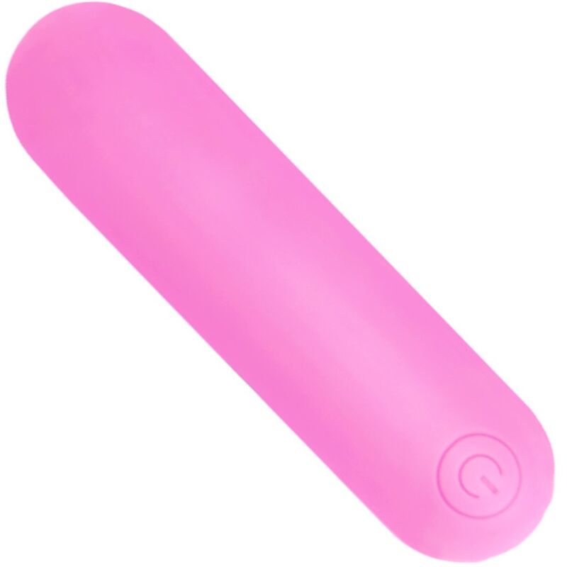 Vista detalhada do Vibrador Bala ARMONY Splash Hehe de silicone rosa com 10 vibrações, ideal para prazer versátil.