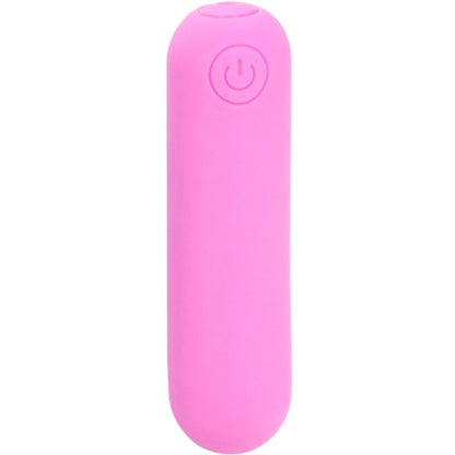 Vista detalhada do Vibrador Bala ARMONY Splash Hehe de silicone rosa com 10 vibrações, ideal para prazer versátil.