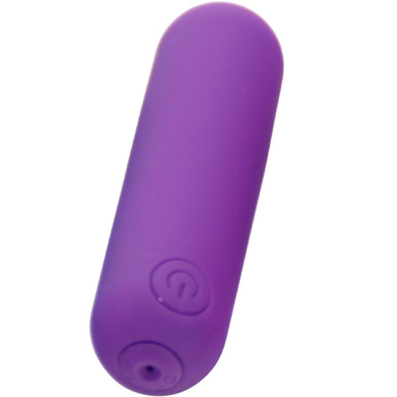 Close-up do Vibrador Bala ARMONY de Silicone Roxo, destacando o design discreto e a superfície suave.