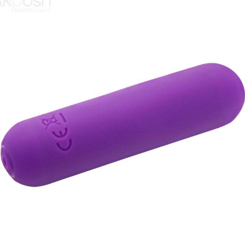 Close-up of the ARMONY Vibrador Bala Silicone Roxo, highlighting its smooth texture and compact design.