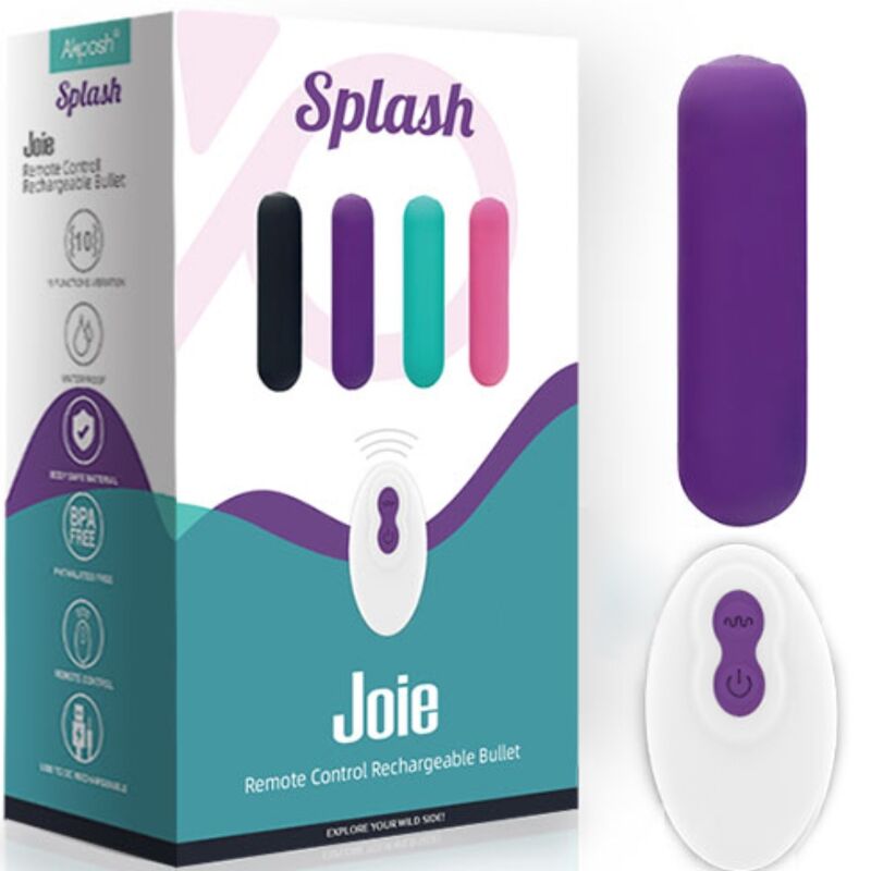 Close-up do Vibrador Bullet ARMONY Splash Joie com Controlo Remoto, em silicone roxo.