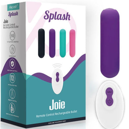 Close-up do Vibrador Bullet ARMONY Splash Joie com Controlo Remoto, em silicone roxo.