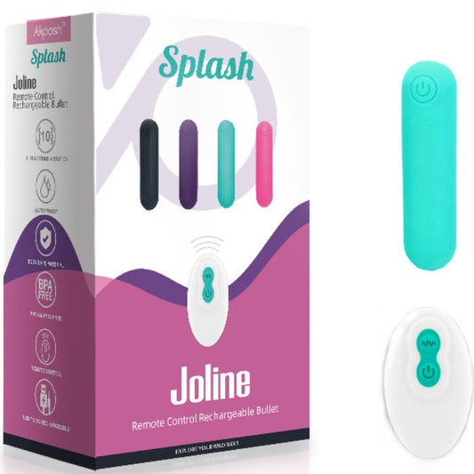 Close-up do ARMONY Vibrador Bullet Joline de Silicone com Controle Remoto Verde, mostrando seu design compacto e textura suave.