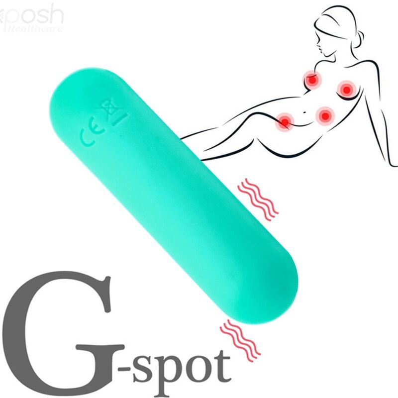 Close-up do ARMONY Vibrador Bullet Joline de Silicone com Controle Remoto Verde, mostrando seu design compacto e textura suave.