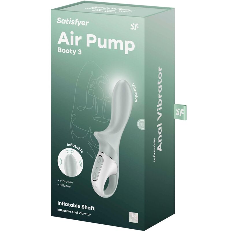 Close-up do Satisfyer Air Pump Booty 3 Vibrador Anal Inflável, mostrando seu design ergonômico e material de silicone.