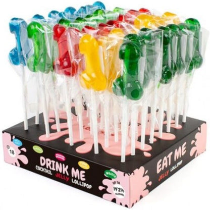 Display de Pirulitos Pénis com Álcool SECRETPLAY, com 40 unidades e sabores variados.