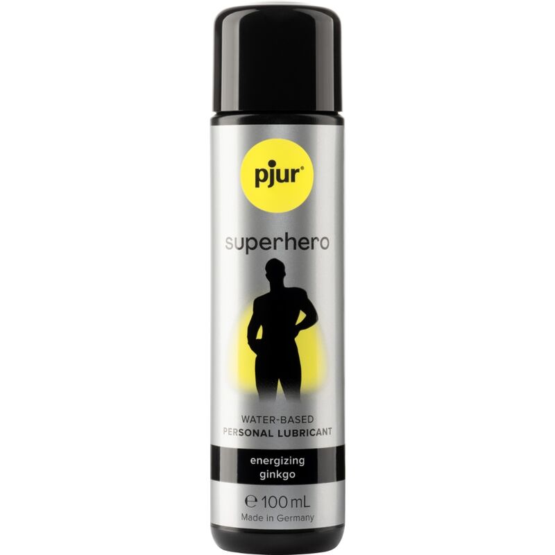 Frasco do lubrificante energizante PJUR Super-Herói Ginkgo 100 ML para prazer prolongado e ereção.