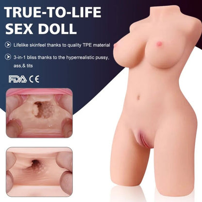 Armony Torso Feminino Realista em TPE, mostrando detalhes e textura da pele.
