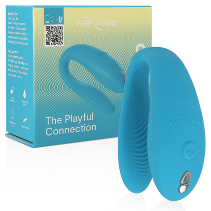 We-Vibe Sync Go Estimulador Duplo para Casais Recarregável Violeta, exibindo o seu design ergonómico e cor.
