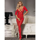 Bodystocking Subblime Vermelho | Sem Fundo, de Renda e Rosas - Tamanho Único