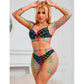 Conjunto Lingerie 2 Peças Subblime | Fishnet Arco-Íris de Manga Comprida - Tamanho Único