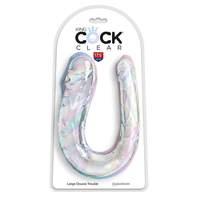 Dildo Doble Double Trouble Transparente 44 cm
