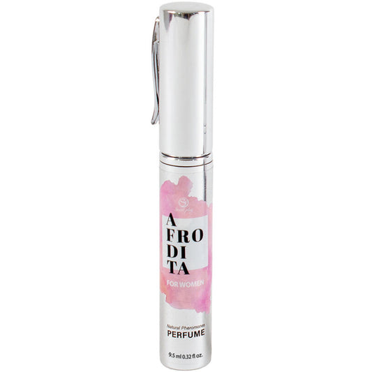SECRETPLAY Perfume Feromonas Afrodita Spray Feminino 9.5ml, design compacto e elegante.