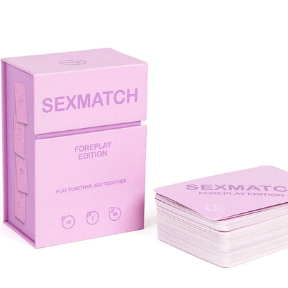 SECRETPLAY Jogo de Cartas Sexmatch Edição Preliminares, mostrando as cartas e embalagem.