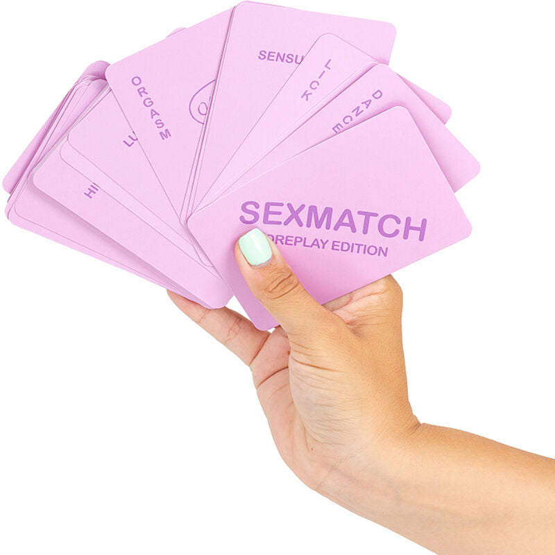 SECRETPLAY Jogo de Cartas Sexmatch Edição Preliminares, mostrando as cartas e embalagem.