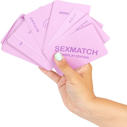 SECRETPLAY Jogo de Cartas Sexmatch Edição Preliminares, mostrando as cartas e embalagem.