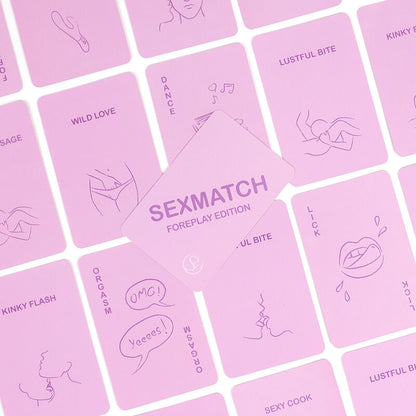 SECRETPLAY Jogo de Cartas Sexmatch Edição Preliminares, mostrando as cartas e embalagem.