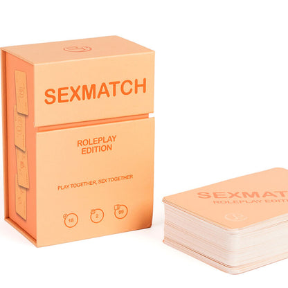 SECRETPLAY Jogo de Cartas Sexmatch Roleplay para Casais, mostrando as cartas e embalagem
