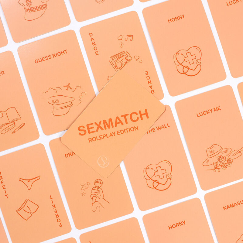 SECRETPLAY Jogo de Cartas Sexmatch Roleplay para Casais, mostrando as cartas e embalagem