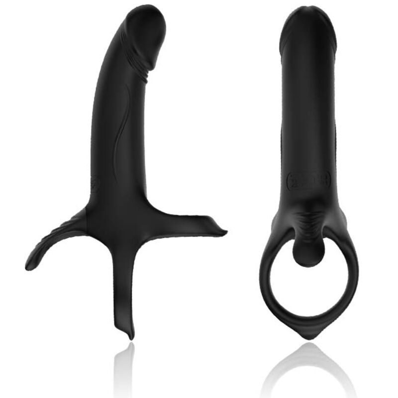ARMONY Anel Peniano Vibratório Duplo - 9 Modos Recarregável USB Preto, mostrando seu design ergonómico e acabamento em silicone.
