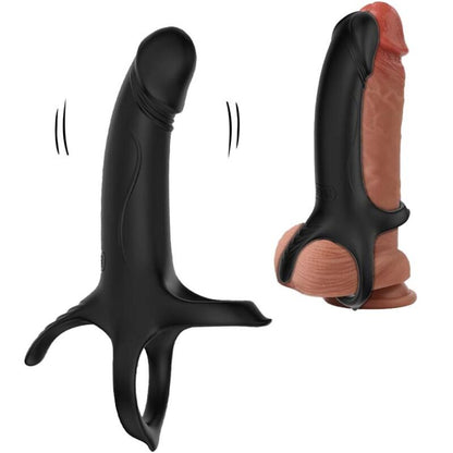 ARMONY Anel Peniano Vibratório Duplo - 9 Modos Recarregável USB Preto, mostrando seu design ergonómico e acabamento em silicone.