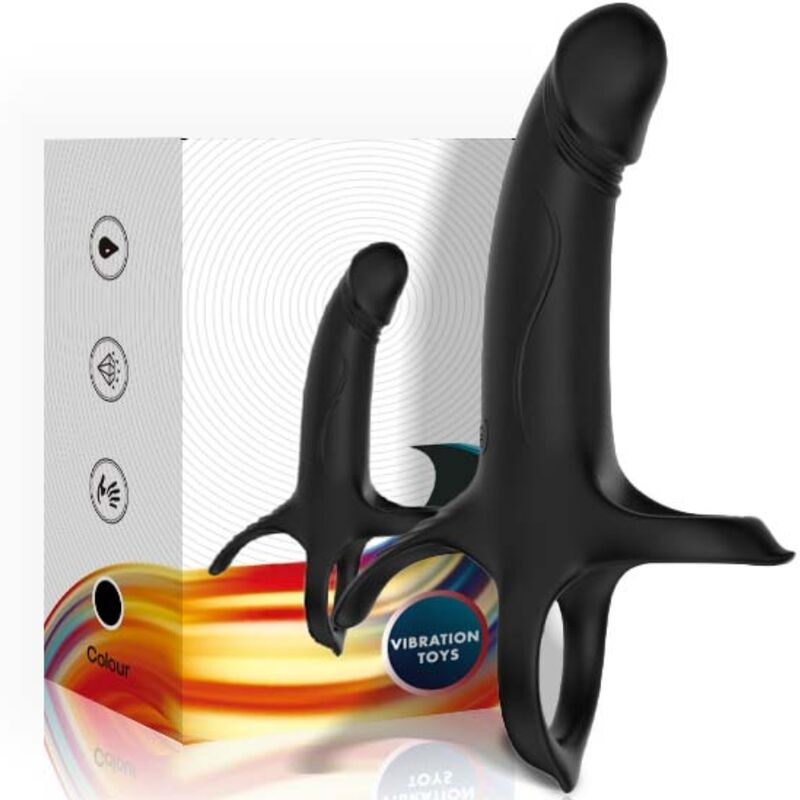 ARMONY Anel Peniano Vibratório Duplo - 9 Modos Recarregável USB Preto, mostrando seu design ergonómico e acabamento em silicone.