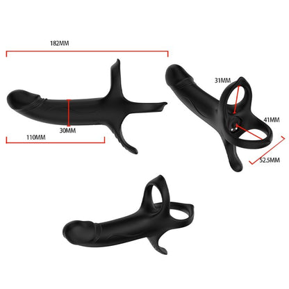 ARMONY Anel Peniano Vibratório Duplo - 9 Modos Recarregável USB Preto, mostrando seu design ergonómico e acabamento em silicone.