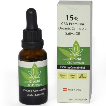 Frasco de Óleo Relaxante CBD 15% 500 COSMETICS Cibidil para alívio do stress e bem-estar.