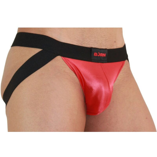 Suspensorio bicolor para hombre, rojo y negro