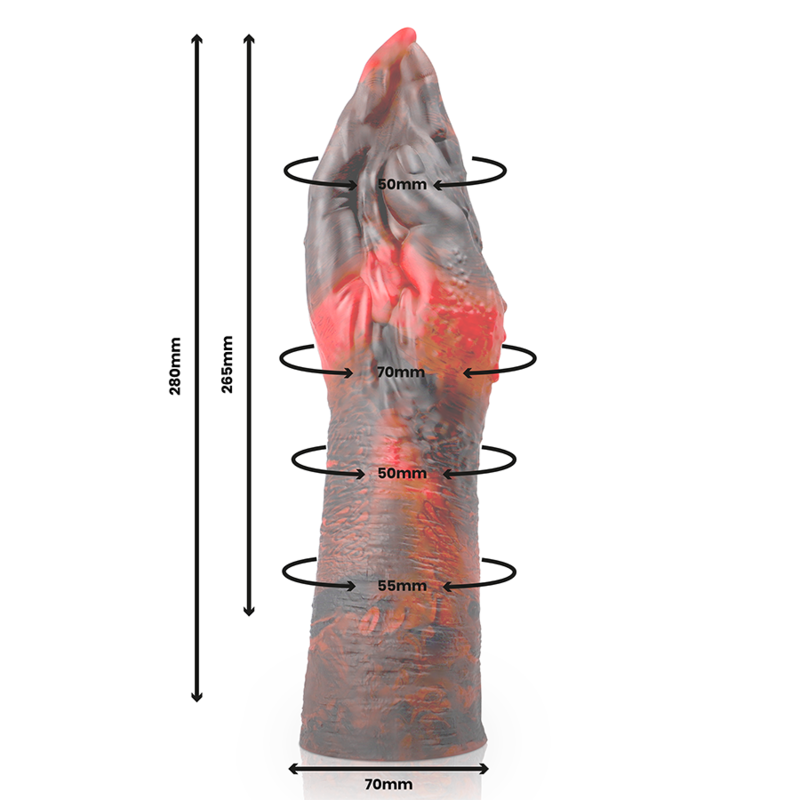 EPIC Dildo Lilith Silicone Líquido Grande, detalhe da textura e formato.