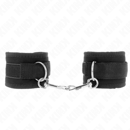 KINK Algemas de Pulso Nylon com Velcro Ajustável pretas, detalhe do fecho.