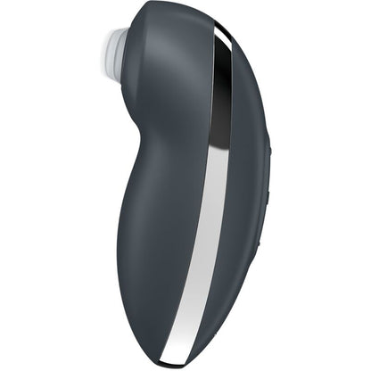 Satisfyer Tap & Climax 2 Vibrador e Estimulador Cinza em silicone macio, com detalhes dos botões e formato ergonómico.