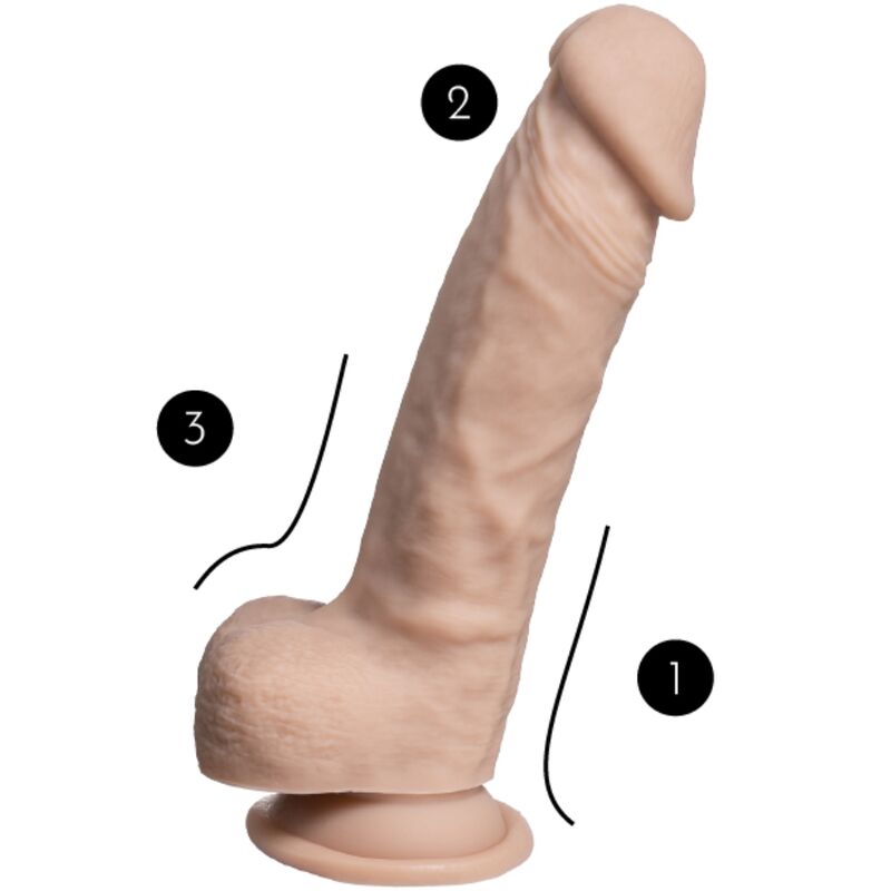 SILEXD Dildo Realista Premium Silexpan Silicone 21.5 cm com ventosa para prazer anal ou vaginal.