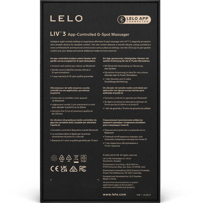 LELO LIV™ 3 Vibrador de Ponto G violeta com controlo via app, detalhe do silicone ultramacio e design ergonómico