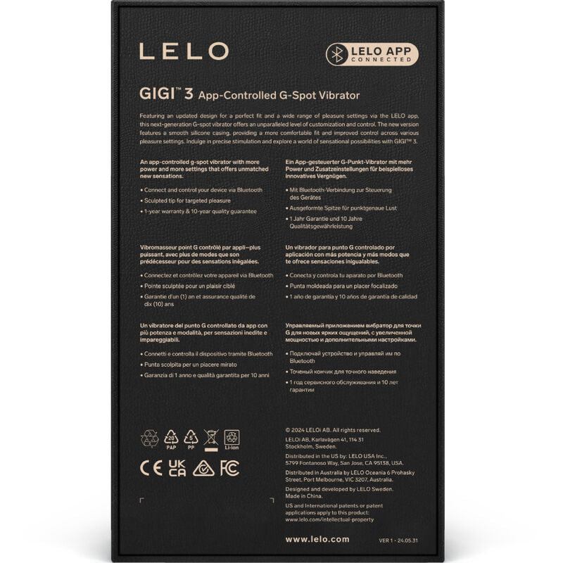 Close-up do LELO GIGI™ 3 Vibrador Ponto G Recarregável com App Rosa, mostrando seu design ergonómico e silicone suave.