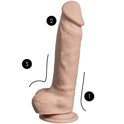 Detalhe do Dildo Realístico SILEXD Modelo 1 em Silicone Silexpan 21.5 CM com ventosa e textura realista.