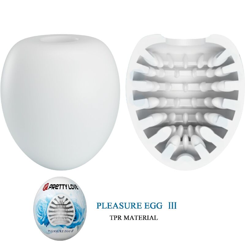 Close-up do PRETTY LOVE Masturbador Masculino com Textura 'Clarinha de Ovo', mostrando seu design compacto e material macio.